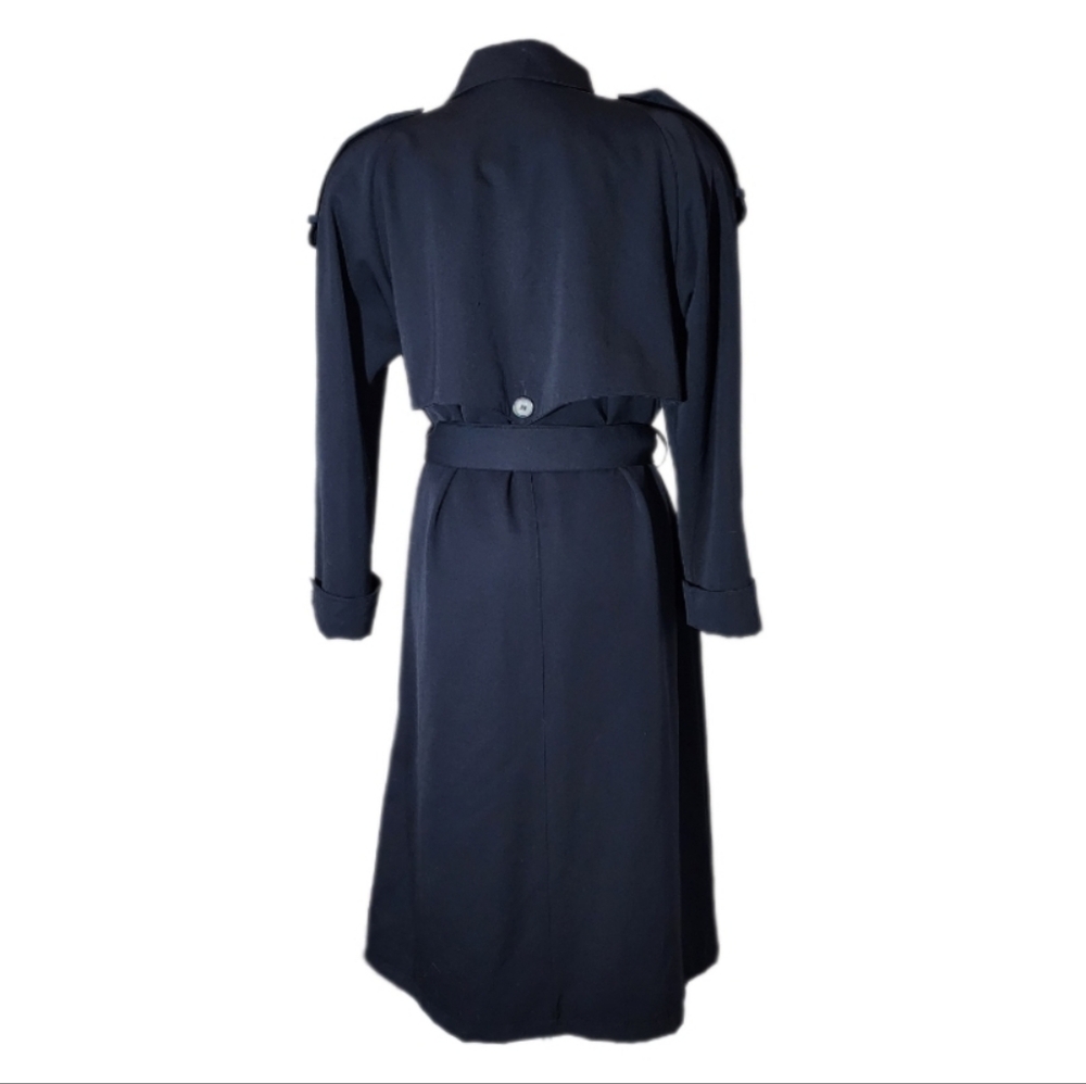 Evan-Picone Coat Double Breasted 100% Wool Trench Black Size L - Picture 11 of 16